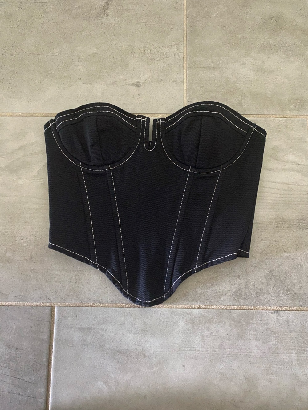 White Fox black strapless corset top